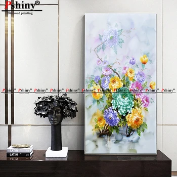 

PSHINY NEW 5D DIY Diamond embroidery sale flower decorative painting Full drill with square rhinestone Diamond Painting