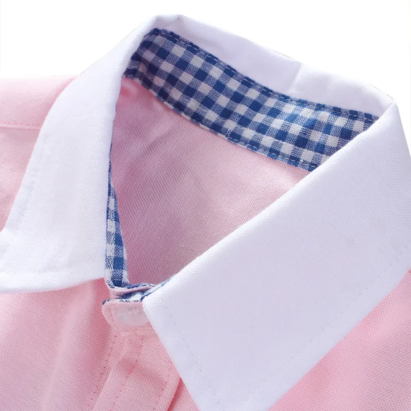 Новые весенне-осенние подростоковые детские рубашки для мальчика одежда для детей розовый цвет хлопок модная рубашка для мальчика с длинными рукавами