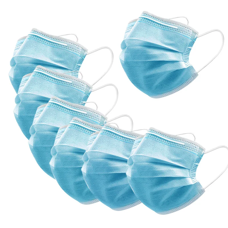 

10pcs/pack Disposable Face Mouth Mask Non Woven 3 Ply Masks Melt Blown Smooth Breathing Face Masks Anti-Droplets Dust Pollen