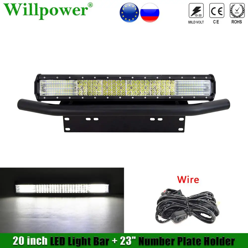 Staffa Piastra Auto Suv Auto W/ 510W 20 "Barra Luminosa Da Lavoro A Led Per Jeep Chevy 4X4 Camion Pickup Fendinebbia Barra Led Portatarga