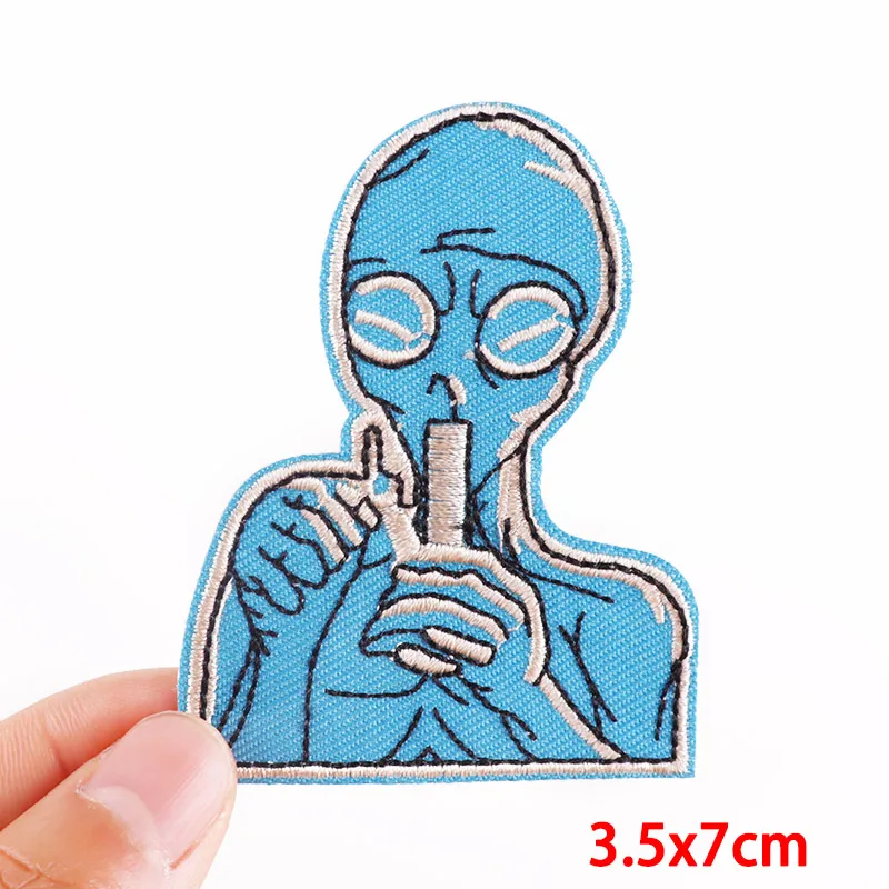 Prajna Alien Embroidered Patches On Clothes DIY Space UFO Applique Clothing Thermoadhesive Patches for Clothing Stickers Badges 