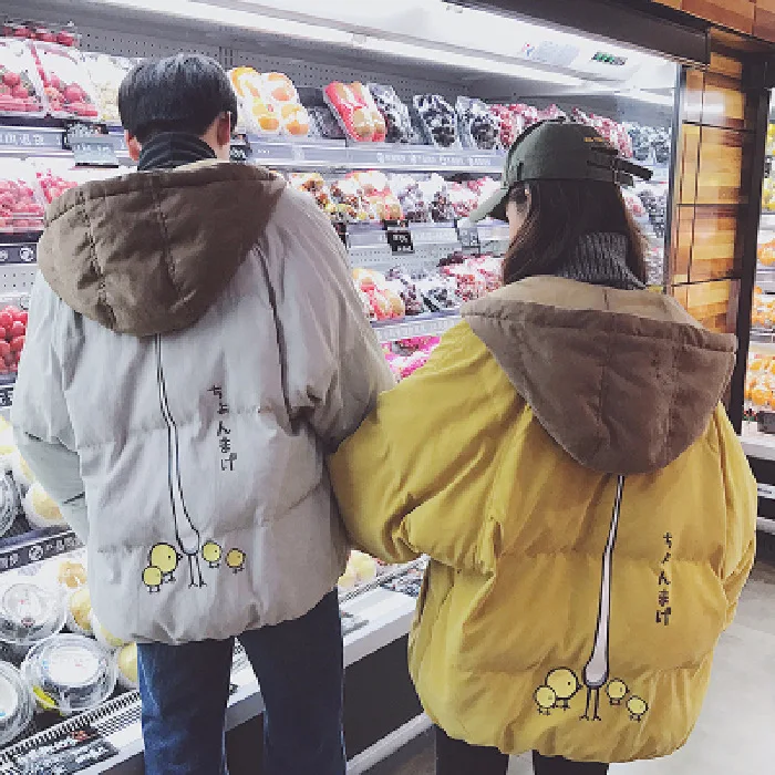 Одежда для пар; зимняя одежда с хлопковой подкладкой; Harajuku Wind BF; пуховик для студентов; короткое свободное зимнее пальто в Корейском стиле; модное