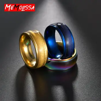 

Brushed Ring 316L Stainless Steel Rings For Men Blue Gold Rainbow Color Shiny Men's Jewelry Engagement Wedding Band Party Gift