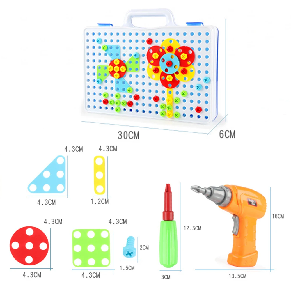149/193 шт. детские игрушечные дрели творческие обучающие игрушки для детей электрические шурупы инструменты мозаичный узор строительные игрушки для мальчиков