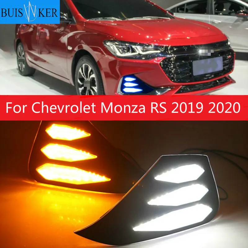

1 пара для Chevrolet Monza RS 2019 2020 DRL светодиодсветодиодный дневные ходовые огни Противотуманные фары желтые указатели поворота