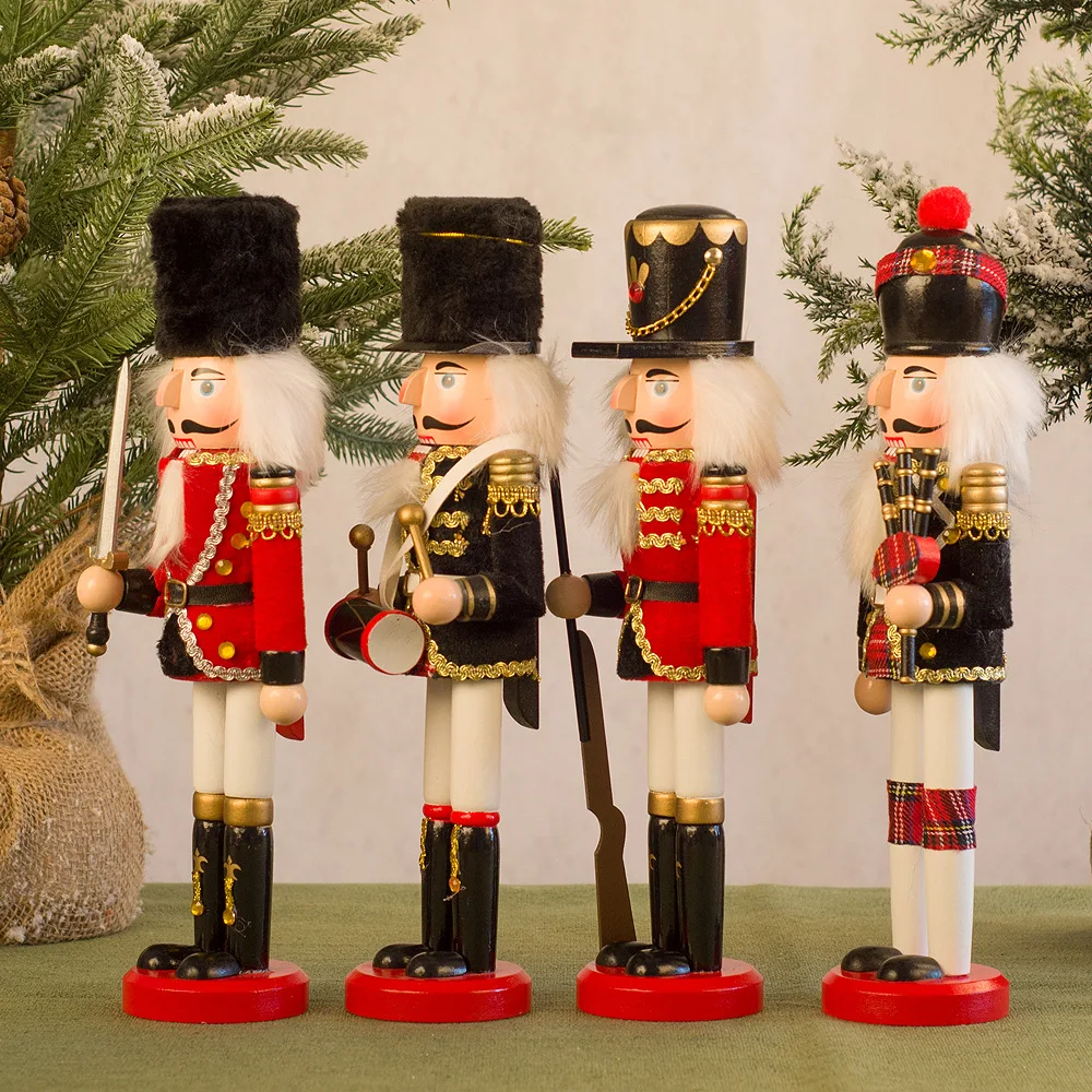30CM Beautiful Original Wood Nutcrackers Soilders Vintage Home Decoration Accessories Christmas Gift Nutcrackers Crafts miniature bird figurines
