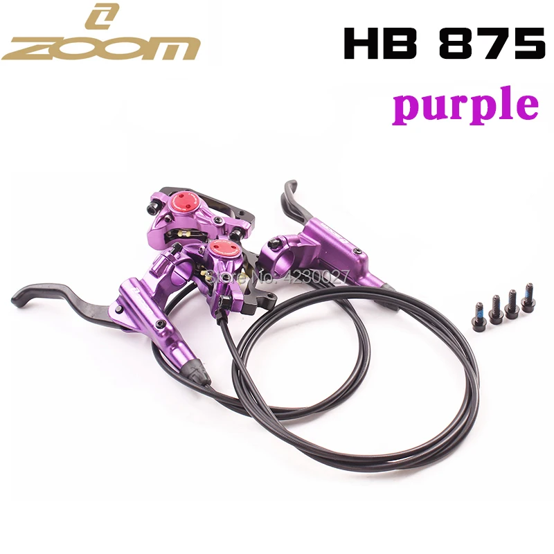 ZOOM HB-875,, режим, комплект гидравлического тормоза для велосипеда, 800/1400 мм, MTB, для велосипеда, масло, давление, дисковый тормоз, комплект, передние и задние части велосипеда - Цвет: Purple