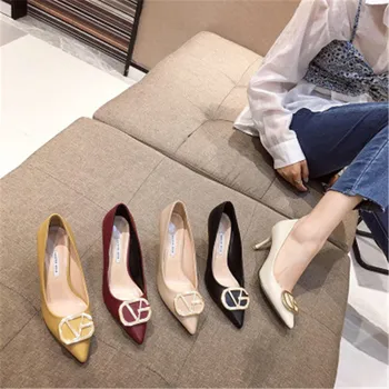 

2020 new girl professional style ladies single shoes pointed shallow mouth stiletto high heels women simple all-match casual wom