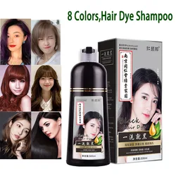 500ml  Black Hair Dye Shampoo Permanent Organic Natural Fast Hair Dye Plant Essence Black Hair Color Dye Shampoo For Women Men
