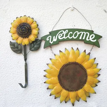 

1pcs Vintage Hanging Sunflower Natural Style Door Gate Restaurant Welcome Sign Feactival Window Door DIY Hanging Decorations