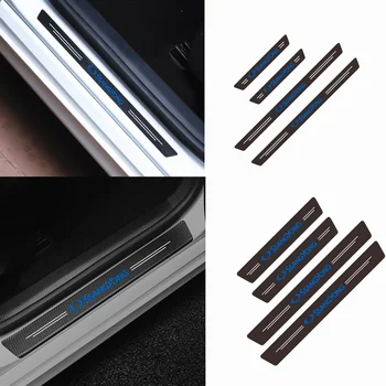 

Car-Styling 4PCS Carbon Fiber Door Sill Carbon Fiber Sticker Decals For Ssangyong kyron rexton korando actyon Car Accessories