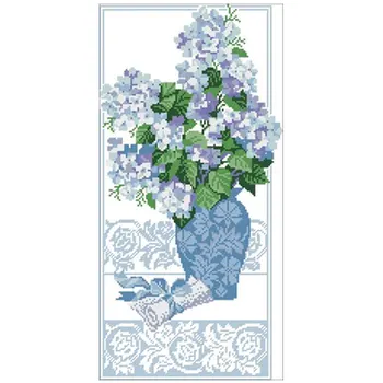 

Blue flower patterns Counted Cross Stitch 11CT 14CT 18CT DIY Cross Stitch Kits Embroidery Needlework Sets home decor