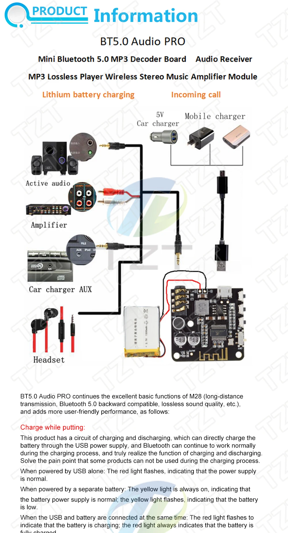 Mini Bluetooth 5 0 Decoder Board Audio Receiver Bt5 0 Pro Mp3 Lossless Player Wireless Stereo Music Amplifier Module With Case Integrated Circuits Aliexpress