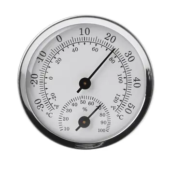 

Mini 58mm Thermometer & Hygrometer Alloy Aluminum Temperature Humidity Meter for Household Sauna Room