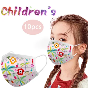 

10PCS Lovely Print Children's Mask Disposable Face Mask Industrial 3 Ply Ear Loop Filter Hygiene Thicken Face Mouth Mask Earloop