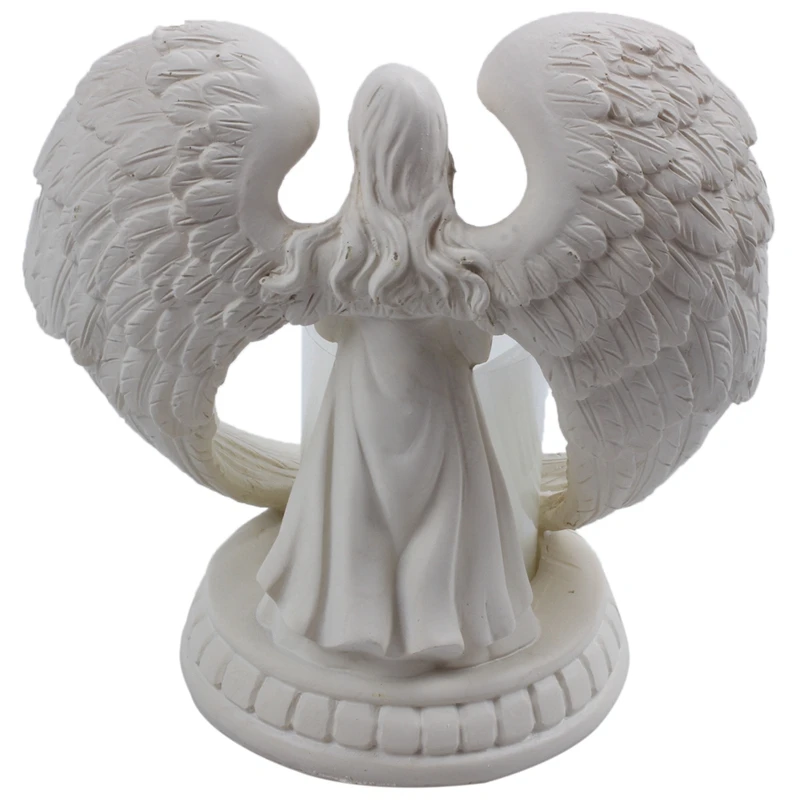 Creative Resin Angel Figurines Electronic Candlestick Crafts Home Decor Angel Miniature Candle Holder Ornaments Wedding Gifts S