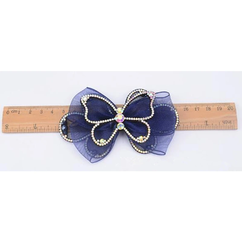 blue butterfly Crystal Rhinestone Bow Patches DIY Motif Sewing For Clothing collar lace Shoe Flower Appliques Decoration - Цвет: blue butterfly