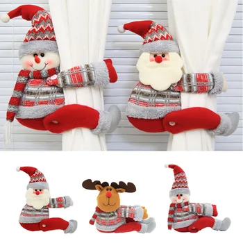

Christmas Snowman Santa Animal Doll Curtain Buckle Room Window Decoration Tieback Xmas New Years Ornament