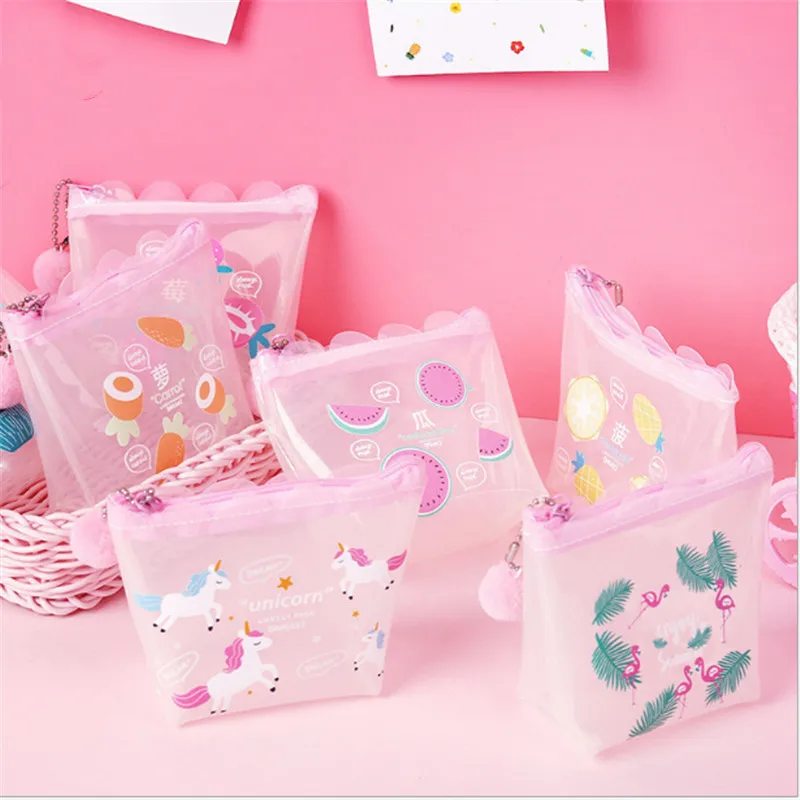  Vogvigo Transparent Cartoon Travel Cosmetic Bag Zipper Make Up Makeup Case Organizer Storage Pouch 