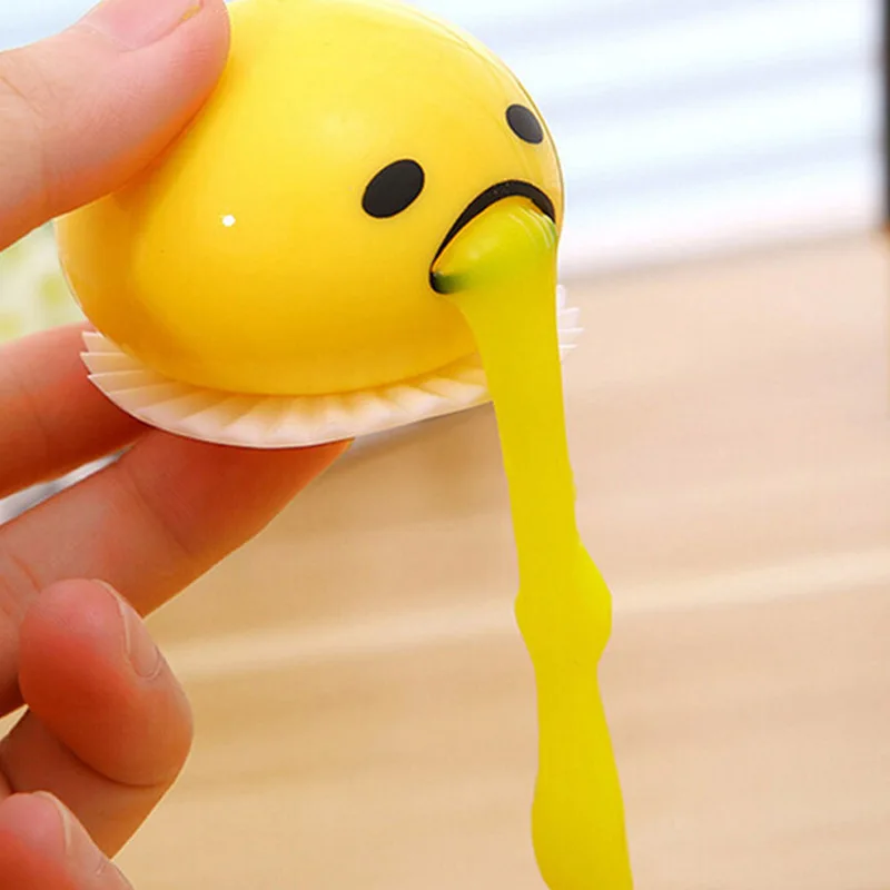 

Novelty Gag Toy Practical Jokes Anti stress Vomiting Egg Yolk Lazy Brother Fun Gadget Squeezed Smiley face Creative Gift