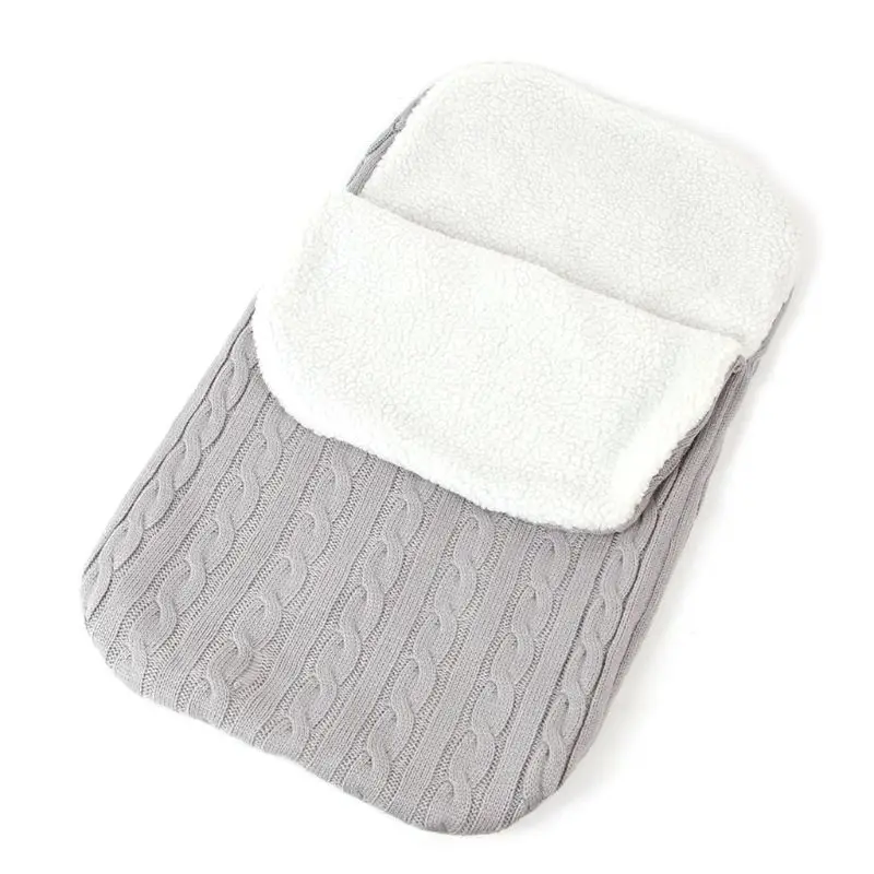 Пеленки для новорожденных Обёрточная бумага теплые Одеяло мягкий Вязание детская коляска спальный мешок - Цвет: LG