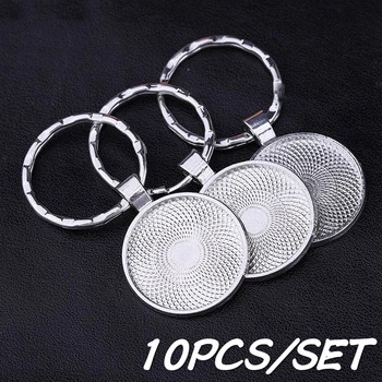 

10PCS Base Handmade Jewelry for Metal Key Chain Round Plated Keychain DIY Keyring Friends Lovers Families Gift