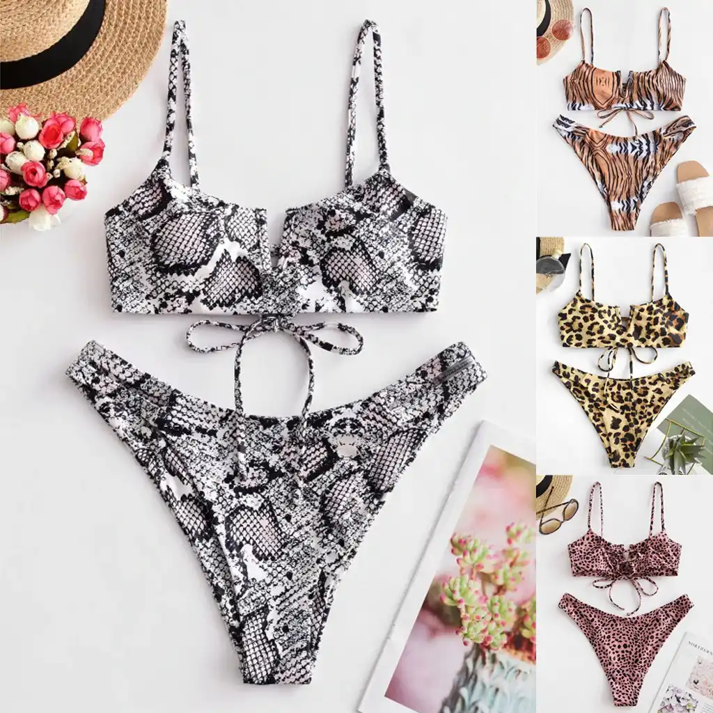 tiger print bikini set