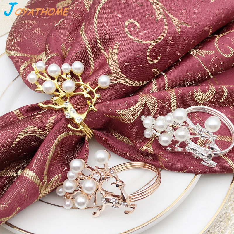 

12pcs/Lot Christmas Golden Silver Napkin Ring Reindeer Napkin Buckle Wedding Party Table Decoration Anillo para Servilletas