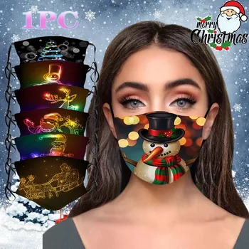 

Unisex Washable Resuable New Year Christmas Festive Santa Claus Cartton Adult Kids Face Mask Cosplay Breathable Mouth Cover#18