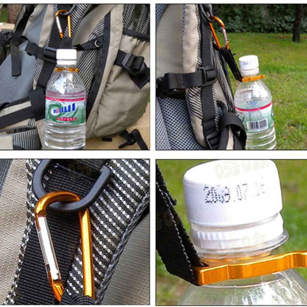 Cycling Bike Bicycle Water Bottle Carabiner D Ring Cup Flask Hook Holder with Aluminum Alloy Keyring Belt Clip