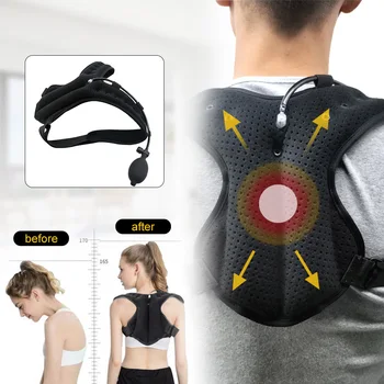 

Adjustable Back Shoulder Support Belt Clavicle Spine Lumbar Posture Corrector Hunchback Sitting Brace Inflatable Correction Belt