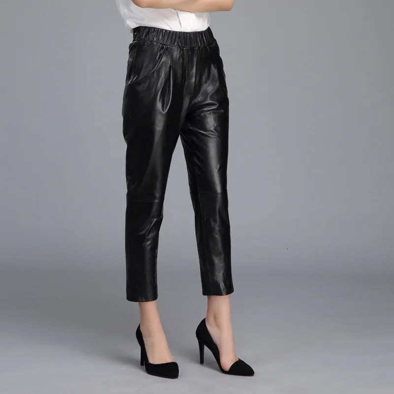 Hoge Kwaliteit 2020 Nieuwe Rechte Vrouwelijke Broek Echt Leer Casual Streetwear Potlood Broek Vrouw Mid Taille Enkellange Broek Hoge Kwaliteit 2020 Nieuwe Rechte Vrouwelijke Broek Echt Leer Casual Streetwear Potlood Broek Vrouw Mid Taille Enkellange Broek