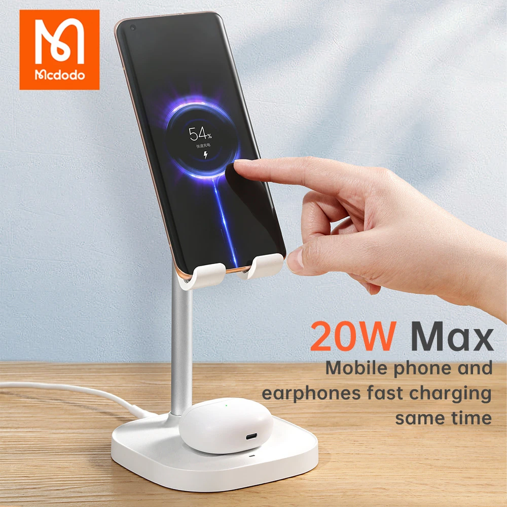 wireless phone charger Mcdodo 20W Qi Wireless Charger For iphone 13 12 11 Pro Max Xs AirPods Pro Huawei Samsung Fast Charging Phone Stand Earphone Dock apple wireless charger