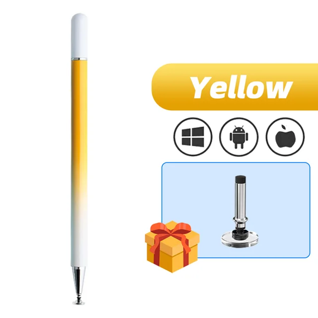 SEYNLI Magnetic Touch Screen Stylus Gradient Color Built-in Replaceable Suction Cup Pen Tip Transparent Disc Capacitive Pencil Yellow Type 2