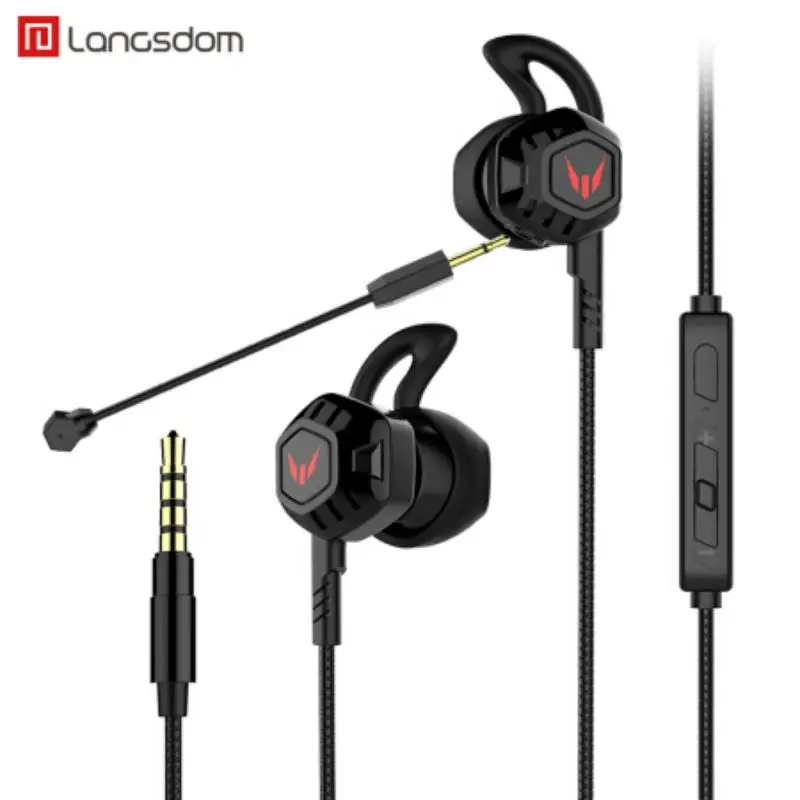 Langsdom HIFI геймерские наушники-вкладыши G100X портативные стерео наушники с супер басами G100 игровая гарнитура с микрофоном для музыки PS4 - Цвет: Black