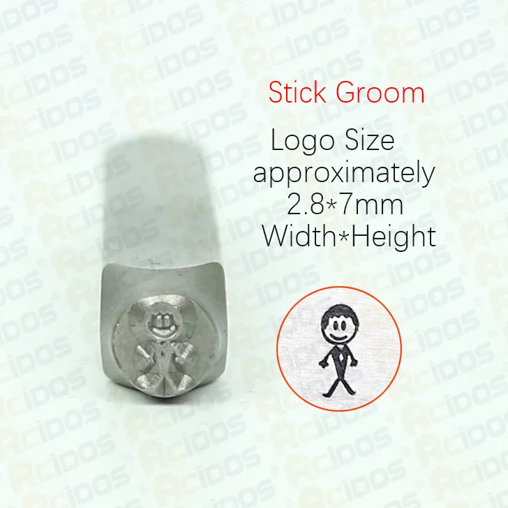 Stick Groom Свадебная печать, кружевное сердце/кольцо с бриллиантом/палочка для невесты/палочка для жениха, дизайнерские металлические ювелирные штампы, DIY браслет, стальная печать, 6-7 мм - Цвет: Stick Groom