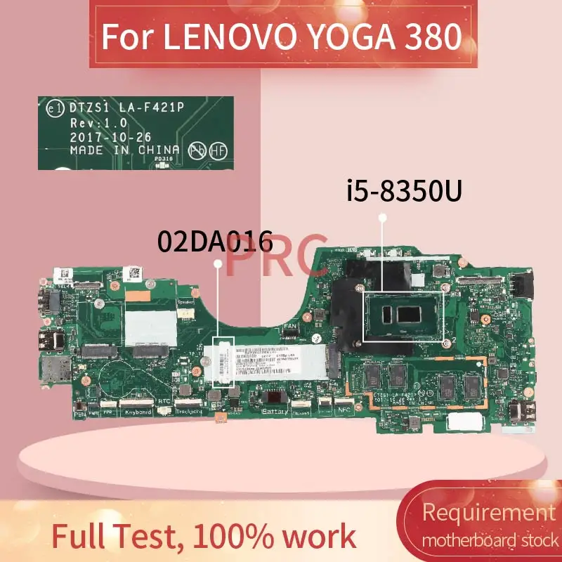 02DA016 For LENOVO YOGA X380 I5-8350U Laptop motherboard DTZS1 LA