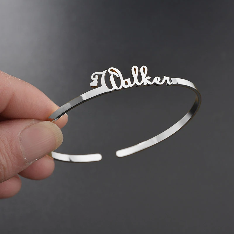 

Классические браслеты с именем на заказ, персонализированные индивидуальные браслеты-манжеты, золотые и серебряные женские браслеты, ювелирные изделия из нержавеющей стали