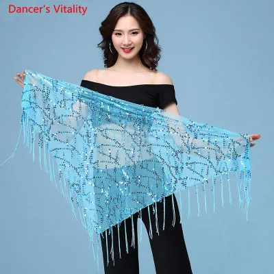New style Belly dance costumes sequins tassel indian belly dance hip scarf for women belly dancing belt 11kinds of colors sky blue