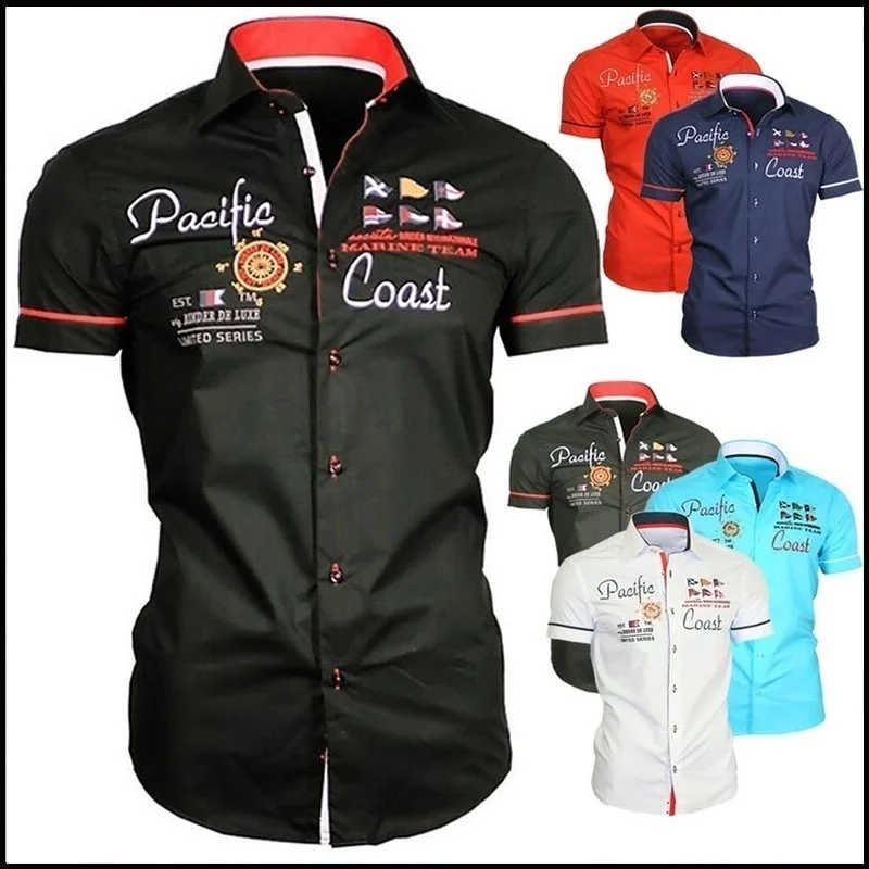 

ZOGAA Brand new summer mens dress shirts Casual streetwear Print men shirt short sleeve 6 colors shirts size plus S-3XL shirt