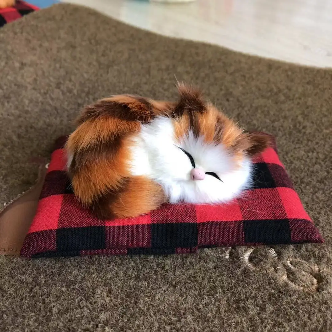 Model Cloth Pad Small Sleeping Cat Pocket of Cute Pet Decompression Toy Office Desk Small Ornaments Fur Toy Accessories Not Call