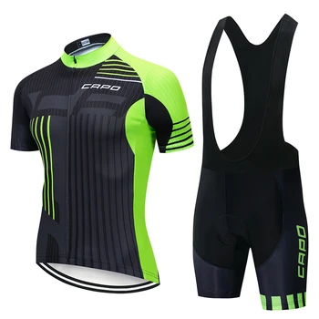 

2019 Green CAPO Cycling Jersey Bike Drying Fast Bike Suit Men Summer Cycling Team Jersey 20D Bike Shorts