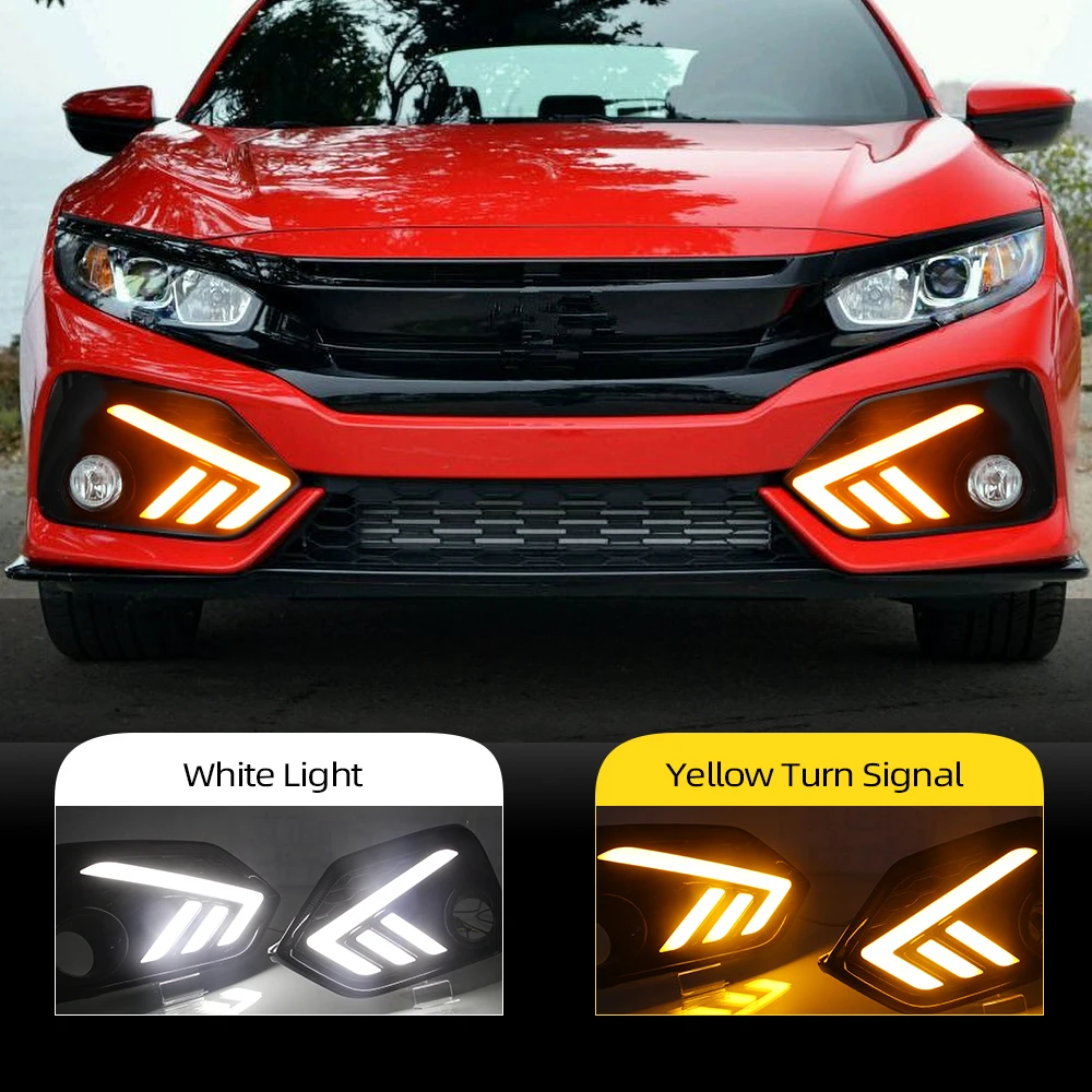 Car Flashing 2 Pcs Auto Led Drl Daytime Running Lights With Yellow Turn