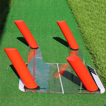 

4 Path Rods Alignment Golf Swing Training Aid Indoor Flexible Angle Home Office Guide Transparent Base Professional Chip Pitch