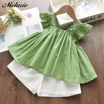 

Melario Girls Clothing Sets Summer Fashion Embroidery Top and Shorts 2Pcs Girl Kids Clothes Baby Girl Suits Children Clothing