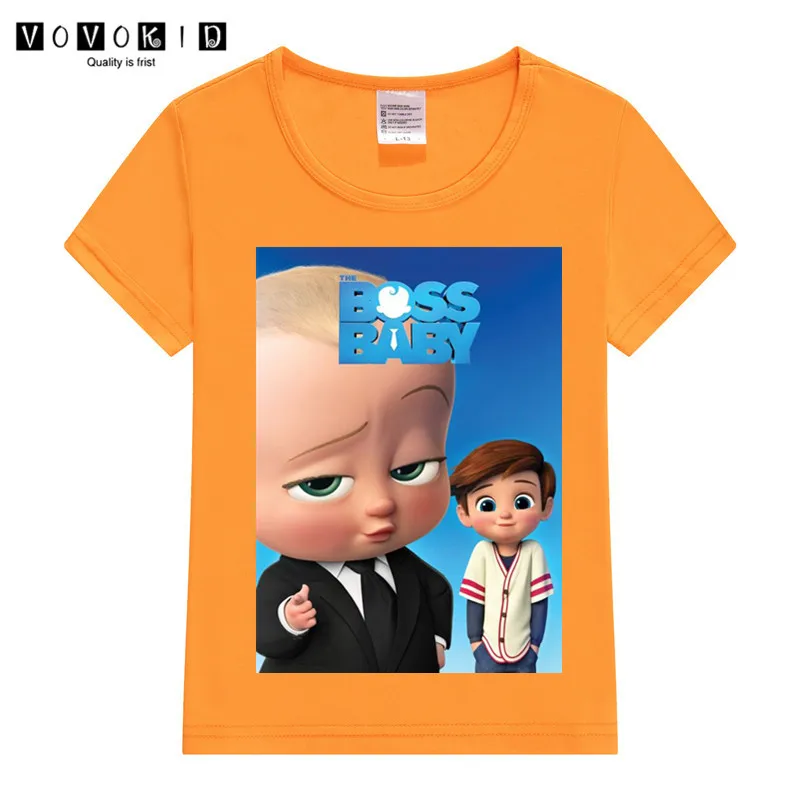 Забавная футболка для маленьких девочек и мальчиков с принтом «BOSS BABY» с героями мультфильмов Детская летняя футболка, рубашка на День Благодарения