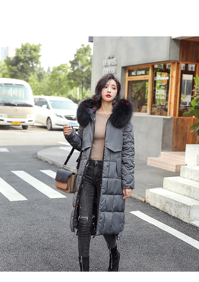 JOJX новая Двусторонняя одежда женская зимняя куртка с меховым капюшоном Длинная стеганая парка Print Женское пальто