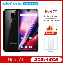 Ulefone nota 7t android 10.0 6.1 smartphone smartphone tela waterdrop smartphone 3500mah 19:9 quad core 2gb ram 16gb rom 4g telefone móvel