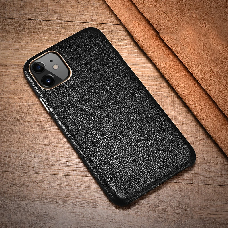 Для iPhone 11 чехол из натуральной кожи для задней панели из зернистой коровьей кожи бизнес-чехол для телефона тонкая задняя крышка для iPhone 11 Pro Max