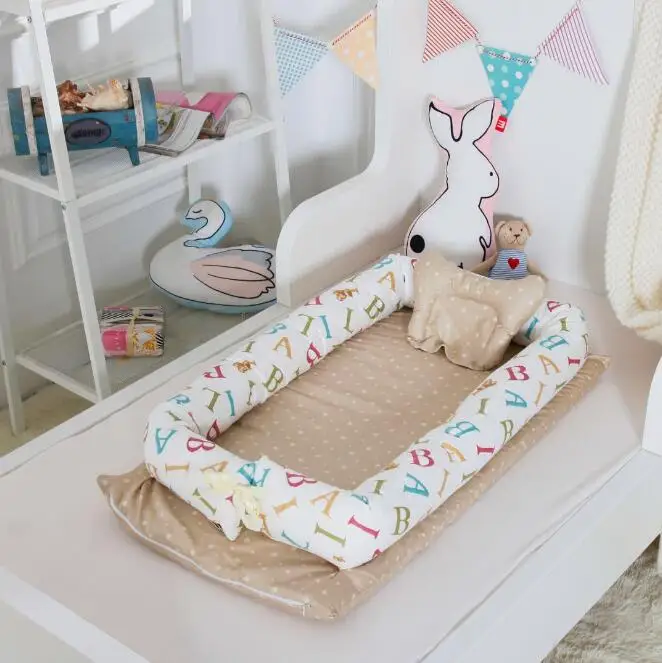 Новорожденный ребенок Портативный кроватки туристическая кроватка гнездо для ухода за младенцем, матрас бамперы 2 шт./компл. подушка хлопок сна кровать для кормления YHM024 - Цвет: YHM024I